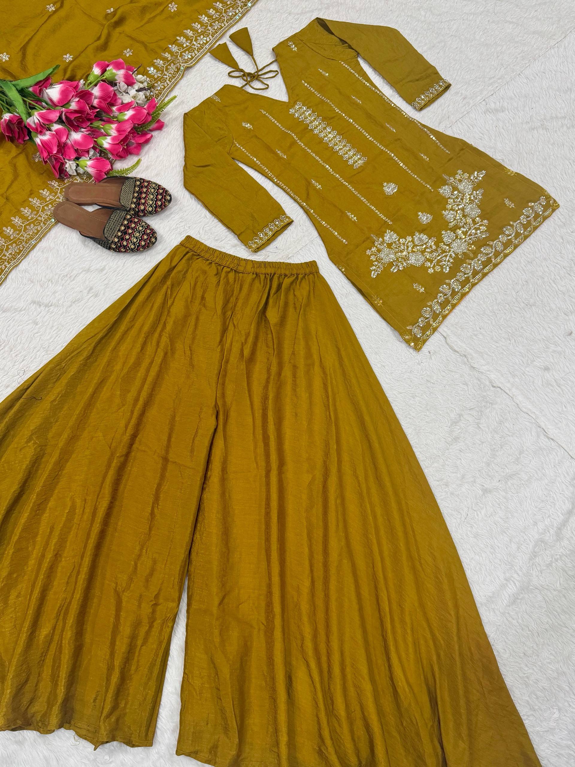 Radiant Ochre Zari-Crafted Silk Couture